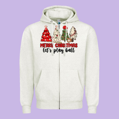 Zipper Hoodie merry christmas let s play ball baseball