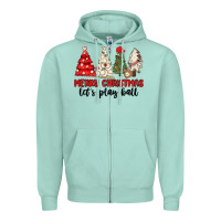 Seafoam merry christmas let s play ball baseball Zipper Hoodie - MaliasSmallBusiness