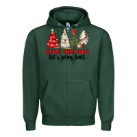 Sports Green merry christmas let s play ball baseball Zipper Hoodie - MaliasSmallBusiness