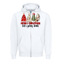 White merry christmas let s play ball baseball Zipper Hoodie - MaliasSmallBusiness