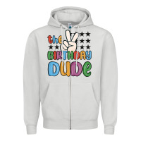 Dove Grey the birthday dude Zipper Hoodie - MaliasSmallBusiness