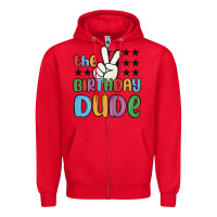 Red the birthday dude Zipper Hoodie - MaliasSmallBusiness