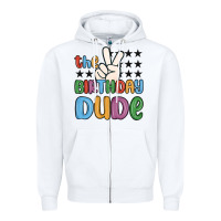 White the birthday dude Zipper Hoodie - MaliasSmallBusiness