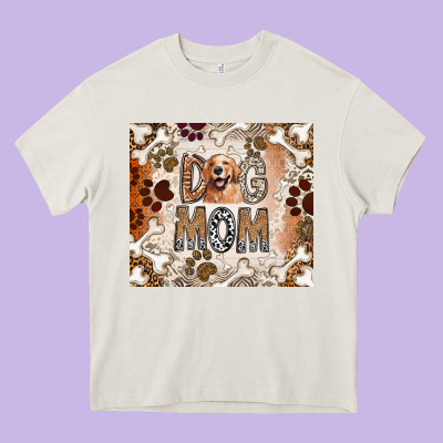 Dog Mom Heavy Core Tee Designed By Cowhidedigitalart