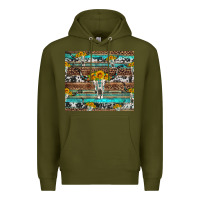 Army Green longhorn bull skull cowhide leopard turquoise Premium Hoodie - Artiststas