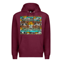 Burgundy longhorn bull skull cowhide leopard turquoise Premium Hoodie - Artiststas