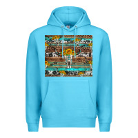 Ocean Blue longhorn bull skull cowhide leopard turquoise Premium Hoodie - Artiststas