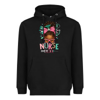 Black afro messy bun nurse life Heavyweight Hoodie - texasbilliewilder