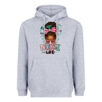 Heather Grey afro messy bun nurse life Heavyweight Hoodie - texasbilliewilder