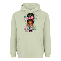 Matcha afro messy bun nurse life Heavyweight Hoodie - texasbilliewilder