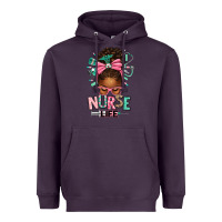 Plum afro messy bun nurse life Heavyweight Hoodie - texasbilliewilder