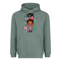 Sage afro messy bun nurse life Heavyweight Hoodie - texasbilliewilder