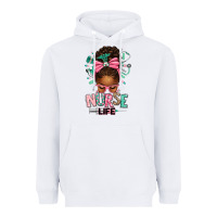 White afro messy bun nurse life Heavyweight Hoodie - texasbilliewilder