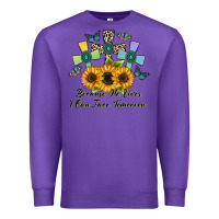 Purple because he lives i can face tomorrow Premium Sweatshirt - CowhideDigitalArt