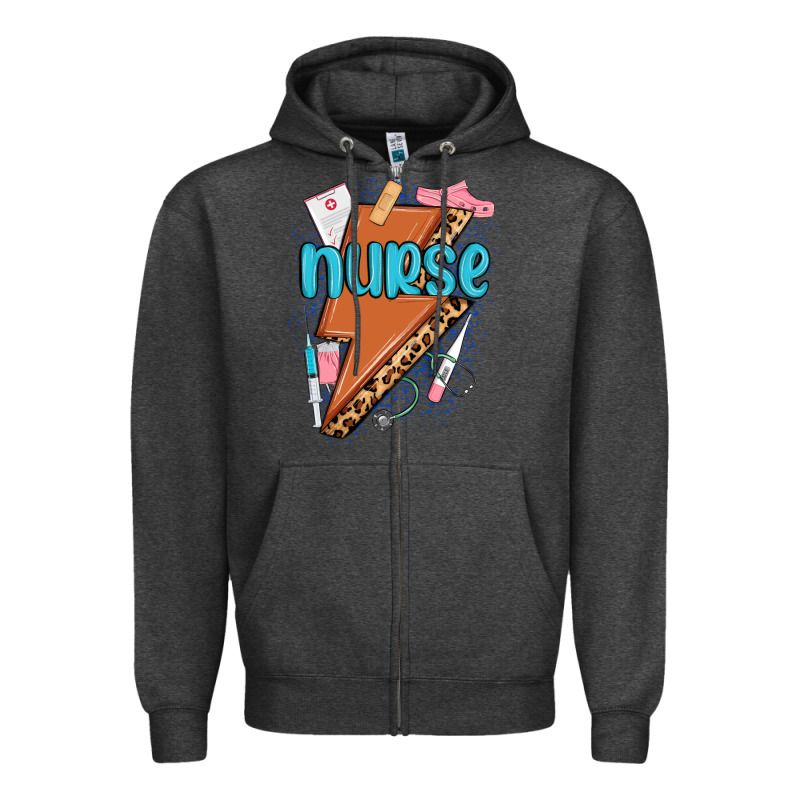 Nurse Lightning Bolt Zipper Hoodie by MaliasSmallBusiness | Teevron