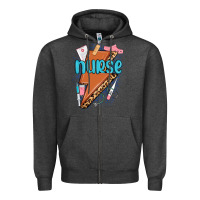 Charcoal Heather nurse lightning bolt Zipper Hoodie - MaliasSmallBusiness