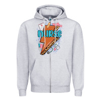 Heather Grey nurse lightning bolt Zipper Hoodie - MaliasSmallBusiness