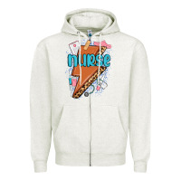 Oatmeal Heather nurse lightning bolt Zipper Hoodie - MaliasSmallBusiness