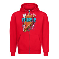 Red nurse lightning bolt Zipper Hoodie - MaliasSmallBusiness