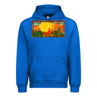 Cobalt western  sunset cactus leopard serape   license plate template Urban Hoodie - BarkalooDesign