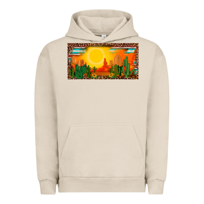 Western  Sunset Cactus Leopard Serape   License Plate Template Urban Hoodie by BarkalooDesign | Teevron