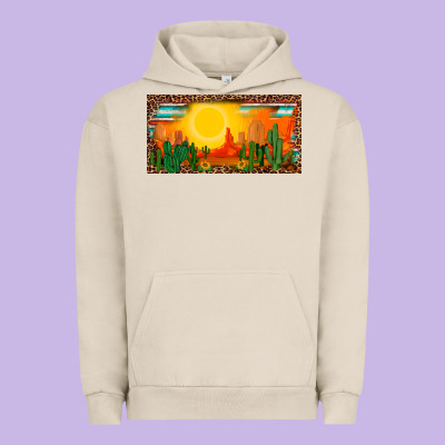 Western  Sunset Cactus Leopard Serape   License Plate Template Urban Hoodie Designed By Barkaloodesign
