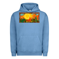 Pigment Pebble Blue western  sunset cactus leopard serape   license plate template Urban Hoodie - BarkalooDesign