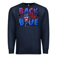 Navy Back the blue with lightning bolt 4th of july Premium Sweatshirt - CowGirlArtShop