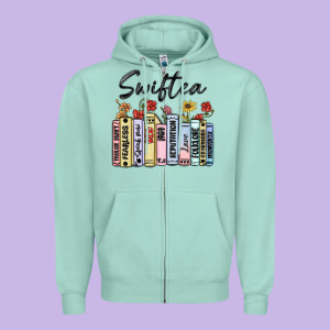 Swiftea Books Zipper Hoodie Designed By Maliassmallbusiness