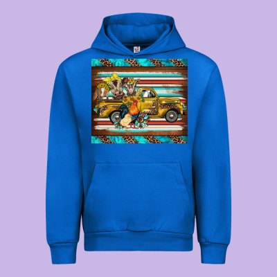 Western Truck Farm Animals Serape Leopard Turquoise's Urban Hoodie Designed By Barkaloodesign