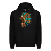 Black native american indian headdress Premium Hoodie - Artiststas