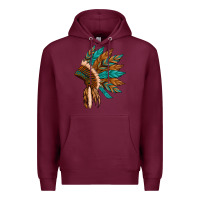 Burgundy native american indian headdress Premium Hoodie - Artiststas