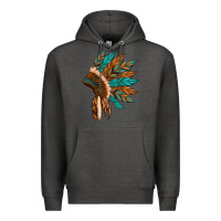 Charcoal Heather native american indian headdress Premium Hoodie - Artiststas