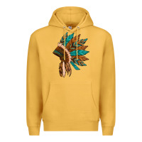 Mustard native american indian headdress Premium Hoodie - Artiststas