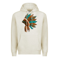 Oatmeal Heather native american indian headdress Premium Hoodie - Artiststas