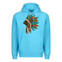 Ocean Blue native american indian headdress Premium Hoodie - Artiststas