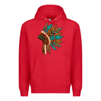 Red native american indian headdress Premium Hoodie - Artiststas