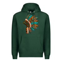 Sports Green native american indian headdress Premium Hoodie - Artiststas