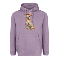 Lavender Chihuahua with christmas lights Heavyweight Hoodie - RanaPortraitStore