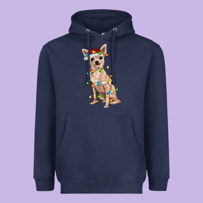 Chihuahua With Christmas Lights Heavyweight Hoodie Designed By Ranaportraitstore