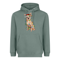 Sage Chihuahua with christmas lights Heavyweight Hoodie - RanaPortraitStore