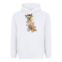 White Chihuahua with christmas lights Heavyweight Hoodie - RanaPortraitStore