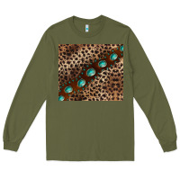 Army Green leopard gemstone leather Long Sleeve Tee - BarkalooDesign
