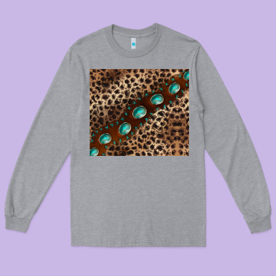Leopard Gemstone Leather Long Sleeve Tee Designed By Barkaloodesign