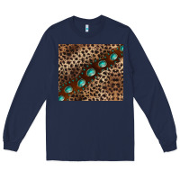 Navy leopard gemstone leather Long Sleeve Tee - BarkalooDesign