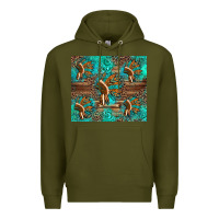 Army Green indian headdress Premium Hoodie - Artiststas