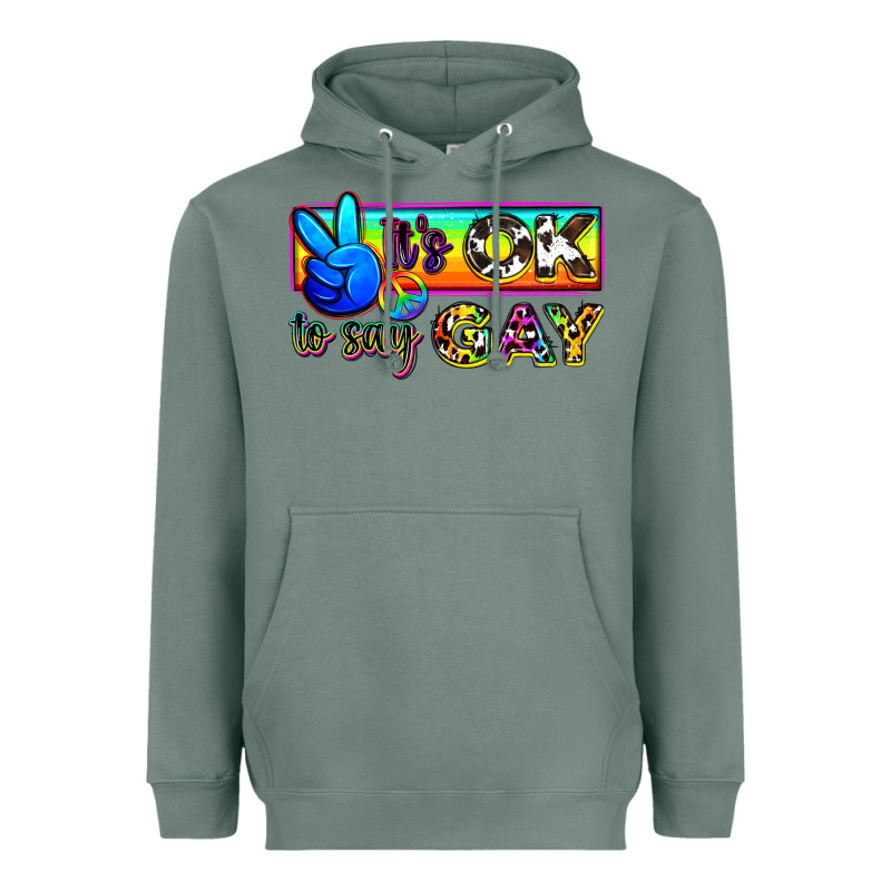 It's Ok To Say Gay Heavyweight Hoodie by Zillion Design Studio | Teevron