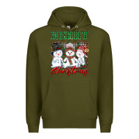 Army Green merry christmas snowman Premium Hoodie - AdoDesignShop