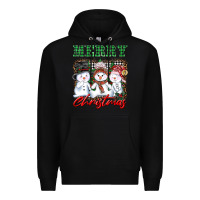 Black merry christmas snowman Premium Hoodie - AdoDesignShop