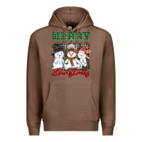 Chestnut merry christmas snowman Premium Hoodie - AdoDesignShop
